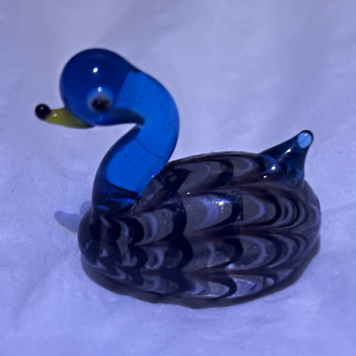 Blue grey glass crystal - grey, duck
