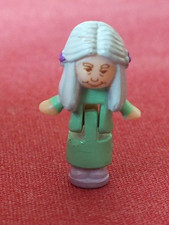 VINTAGE POLLY POCKET FUNTIME BLUE CLOCK MRS CHIME IN GREEN DRESS FIGURE ONLY