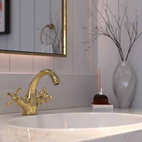 Unlacquered brass bathroom - unlacquered,