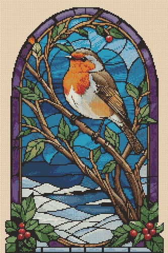 Christmas robin stained glass - christmas,