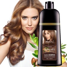 Instant Hair Dye Shampoo Light Brown Hair Coloring Shampoo Long Lasting 500ml