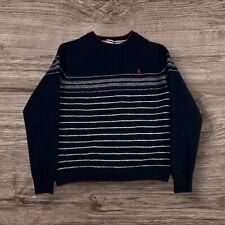 Musto Sweater Jumper Nautical Stripe Crew Neck Lambswool  Navy Medium Boys
