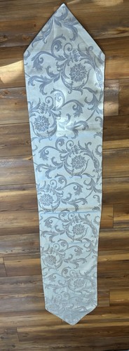 Damask print blue table - damask,