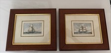 Two Vintage Knell Fielding Nautical Sailing Ships Of War Framed Prints
