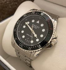 Gucci- YA136208- Dive 45 mm Black Dial Stainless Steel Men's Watch