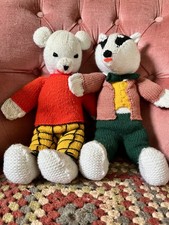 2 x vintage hand knitted toys