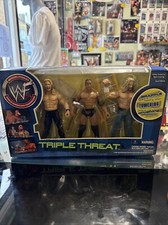 Rare WWF Figures Triple Threat The Rock Chris Jericho Triple H 2001 Jakks Sealed