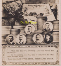 Unusual Christmas Cabinet Card Photo Staff Bank Ireland Telegraphs Dublin