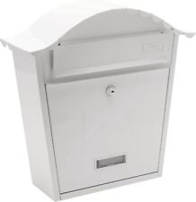 Burg-Wächter MB01 White Wall Mounted Post Box – Classic Galvanised Steel (No Key