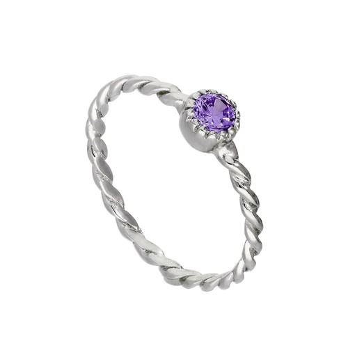 Sterling silver amethyst cz - silver,