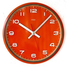 Vintage 22cm Metamec Wall Clock - Orange Retro Mid Century 1960s Kitchen Clock