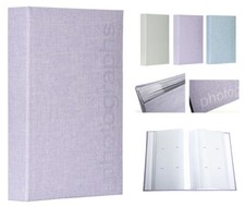 Large 300 Photo Album Textured Linen Lilac Memo Area Slip In Holds 6 x 4 Photos