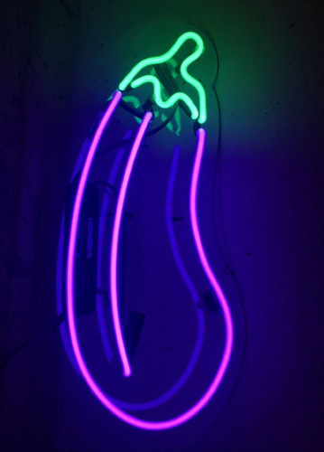 Cute eggplant acrylic - eggplant, neon