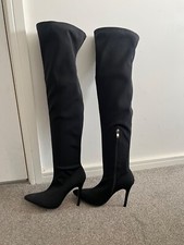 Womens Ladies Thigh High Over The Knee Zip up High Heel Long Boots Sizes 3-12 UK