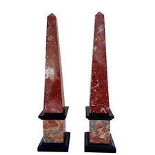 Pair Of Obelisks IN Marble Red