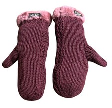UGG plum knitted mittens