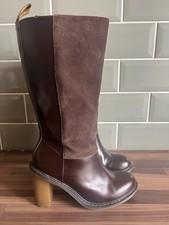 Dr. Martens Parisa Dark Brown Suede Leather High Heeled Calf High Boots, UK 4