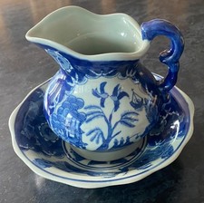 Vintage Victoria Ware Blue & White Willow Ironstone  Jug & Basin Bowl Set Import
