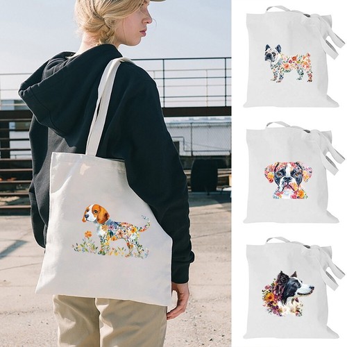 Printed dog canvas shopping - printed,
