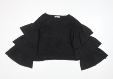 Zara Women Black Ruffle Flared