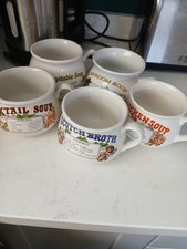 Vintage 1970's Ceramic Recipe Soup Mugs x 5