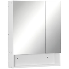 kleankin Wall Mount Medicine Cabinet with Mirror and Adjustable Shelf - White