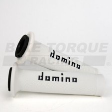 Domino Road Racing White & Black A010 Motorcycle Grips to fit Yamaha Bikes