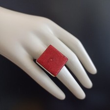 Red Coral Silver Ring Natural