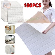 100PCS-3D Tile Brick Wall Sticker Self Adhesive Wallpaper.Waterproof Foam Panel‘