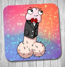 Funny Rude Willy - Drinks Coaster / Mat Birthday Christmas Gift Stocking Filler