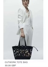 Zara Large Cutwork Tote Bag No