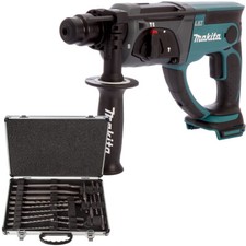 Makita DHR202Z 18V Cordless SDS+ Rotary Hammer Body with 17 Piece Drill Bit Set