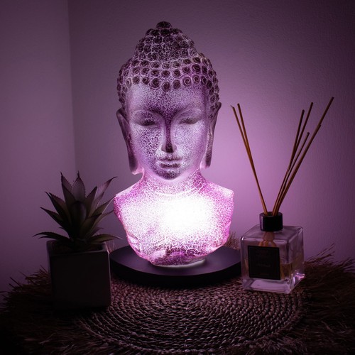Buddha bust lamp lavender - buddha,