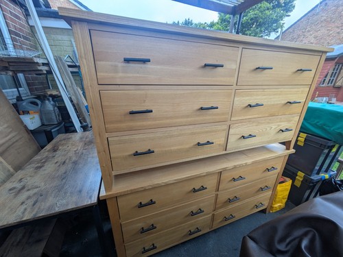 Oak pair chest drawers - oak,