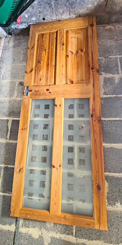 Pine half glazed frosted glass - pine,