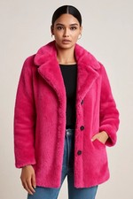 Women's Hot Pink Faux Fur Coat | Women's Hot Pink Faux Fur Long Coat | Pink Coat