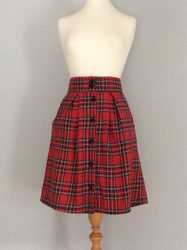 Tartan plaid red high waisted