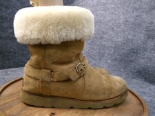 UGG Australia Women Noira Brown Suede Sheepskin Waterproof Boots Size 10 1001734
