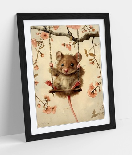 Cute mouse sitting swinig - sitting, a
