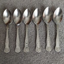 6 Viners Kings Pattern Teaspoons 13.5cm Stainless Steel Tea Spoons double struck
