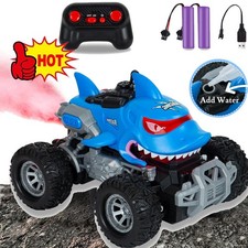 Kids Mini RC Shark Truck Remote Control Car Set W/Glowing LED Lights Spray Funct