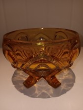 VINTAGE AMBER GLASS BOWL BY SOWERBY GLASS WORKS