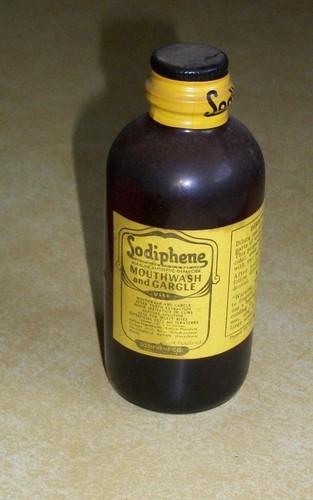 Old glass bottle sodiphene - old,