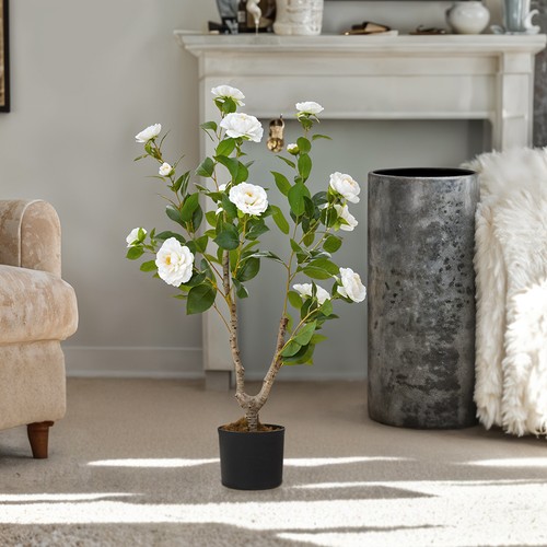 White artificial camellia - white,