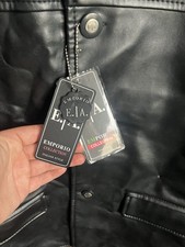 Emporio Armani Men's Style Jacket Faux leather Black Bomber Jacker