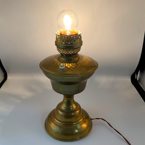 Vintage brass oil lamp - brass,