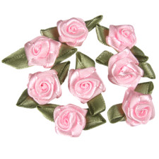Rose Buds Satin Ribbon Flowers