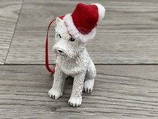 Sitting Westie West highland terrier scottie dog Christmas ornament figurine
