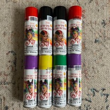 Fluorescent Hairspray Bundle x8 Black Red Yellow Purple Green Party Fancy Dress