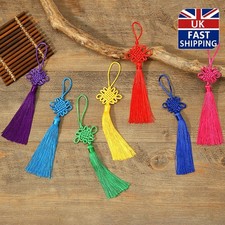 12 Pcs Mix Tassel Pendant Chinese Knot DIY Silk Keychain Bookmarks Tassle - UK